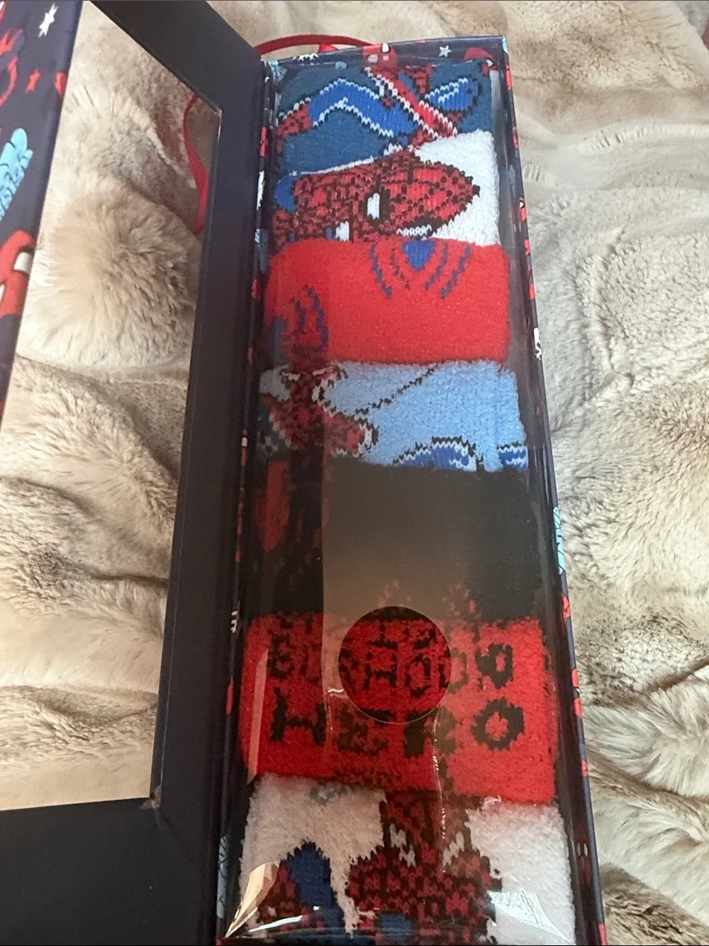 Marvel Spider-Man Kids 7-Pack Cozy Socks - Red, Blue, Black